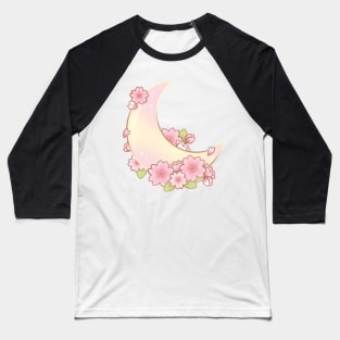 Magical Sakura Cherry Blossoms Floral Moon Baseball T-Shirt